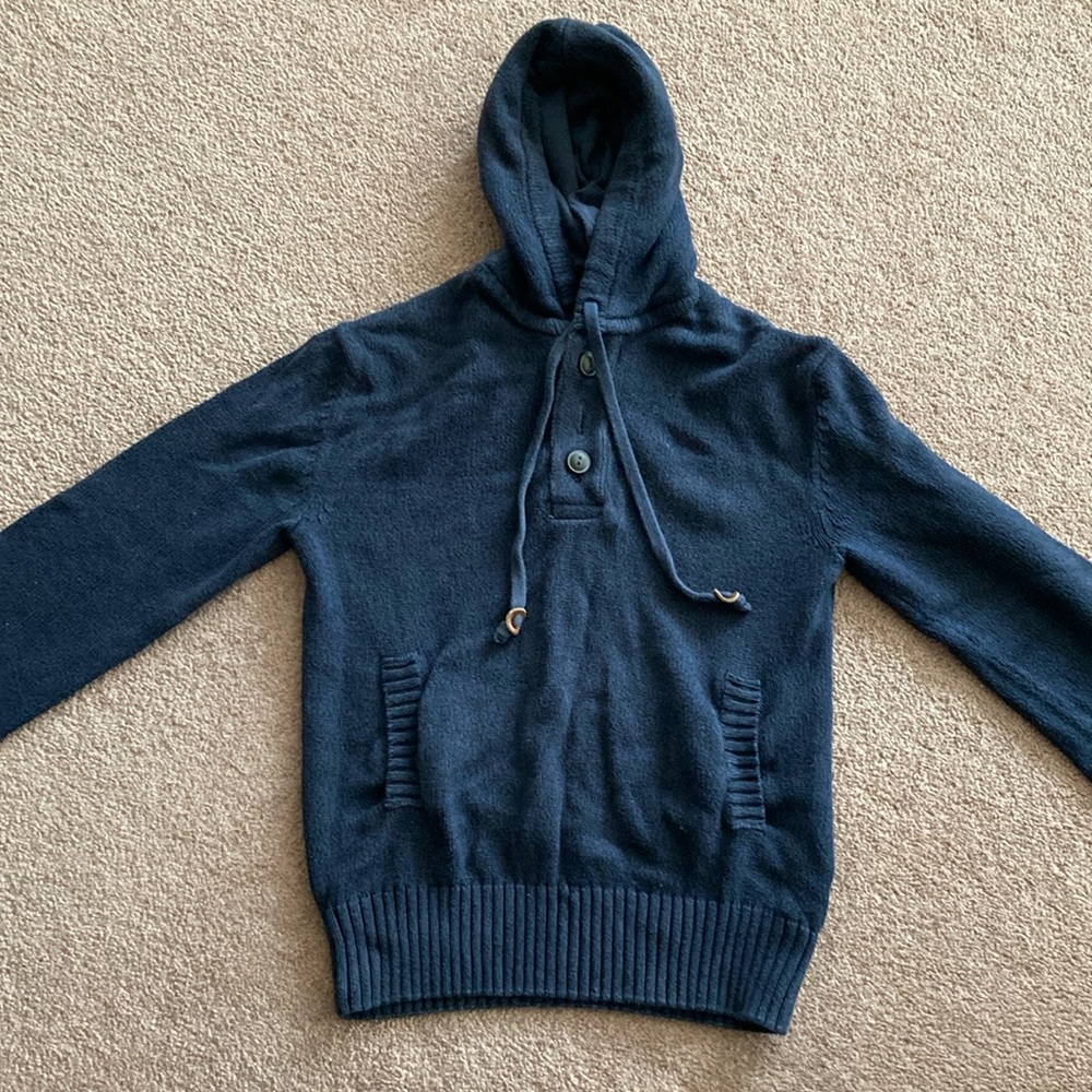 H&M Blue Hooded Knit Sweater Size S